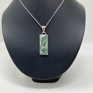 Handmade Seraphinite and silver pendant with chain